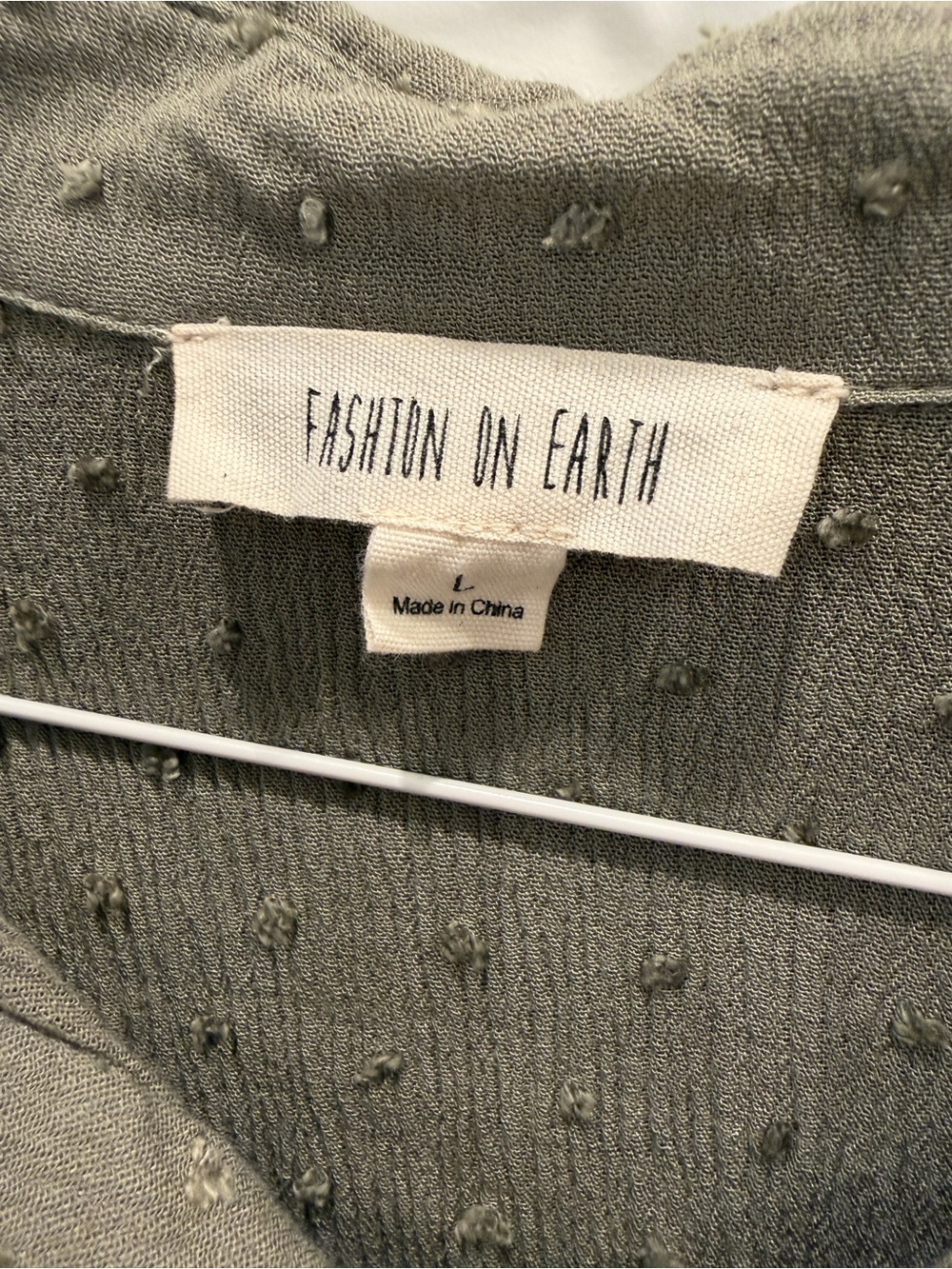 Olive Green Textured Button-Front Tie Hem Shirt - Picture 3 of 4